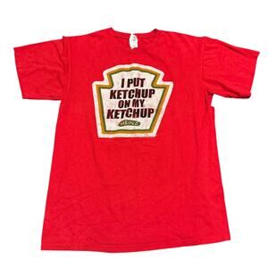 Vintage 2011 Heinz Ketchup TShirt Mens M Red I Put Ketchup On My Ketchup Graphic